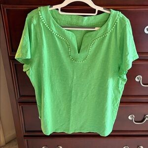 Talbots Pom-Trim Short Sleeve Tee